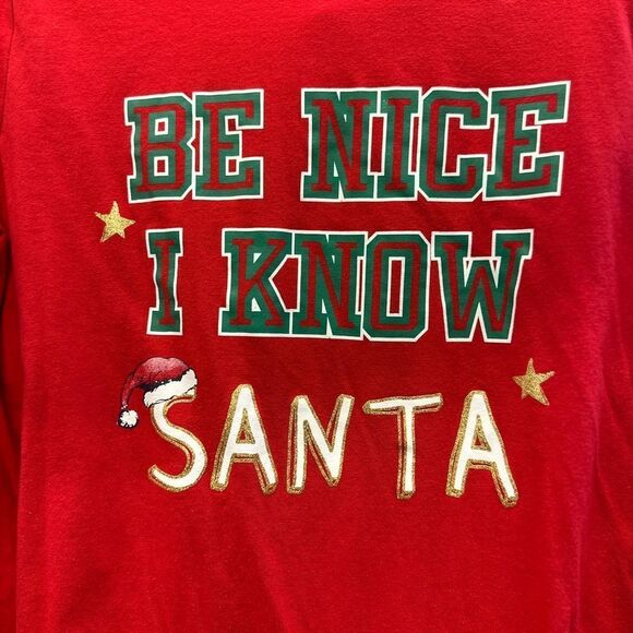 Jammies Ladies Med Red Long Sleeeve " I KNow Santa" - Picture 2 of 6